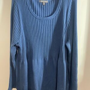 Jessica London Ribbed Knit Sweater in Blue